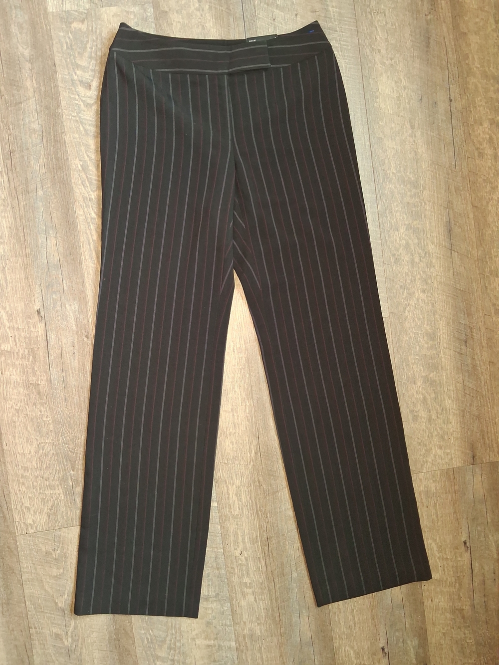 Style & Co. Black Wide-Leg Pinstripe Pants with Red Stripes